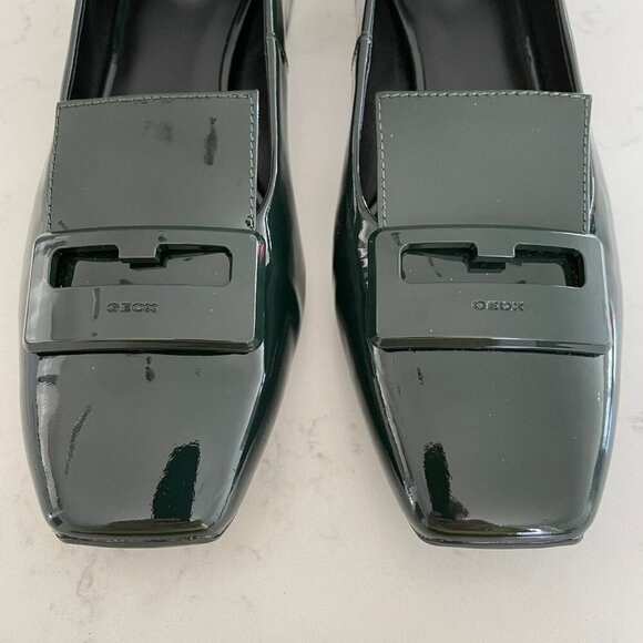 Geox Respira Vivyanne Italian Patent Leather Shoes Dark Forest Green Sz 10 NIB - Picture 8 of 12